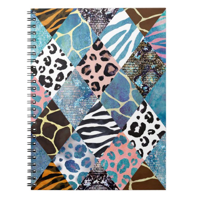 Patchwork style, watercolor collage pattern. notebook (Front)