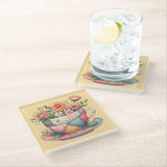 Patchwork Teacup with Whimsical Flowers Glass Coaster<br><div class="desc">A charming fusion of cozy cottagecore and nostalgic patchwork, this design features a teacup bursting with whimsical florals in soft, pastel hues. Each panel of the teacup is adorned with vintage-inspired fabric patterns—plaids, florals, and polka dots—stitched together with visible seams for a handmade, quilt-like look. The surrounding flowers bloom in...</div>