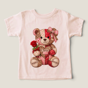 Patchwork Teddy Bear Valentine — Quilted Leopard H