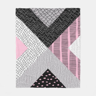 Patchwork tiles, freehand drawing pattern. fleece blanket
