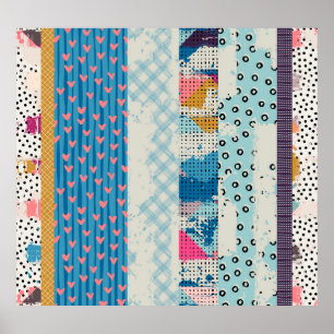 Patchwork Tiles Seamless Pattern Design Poster