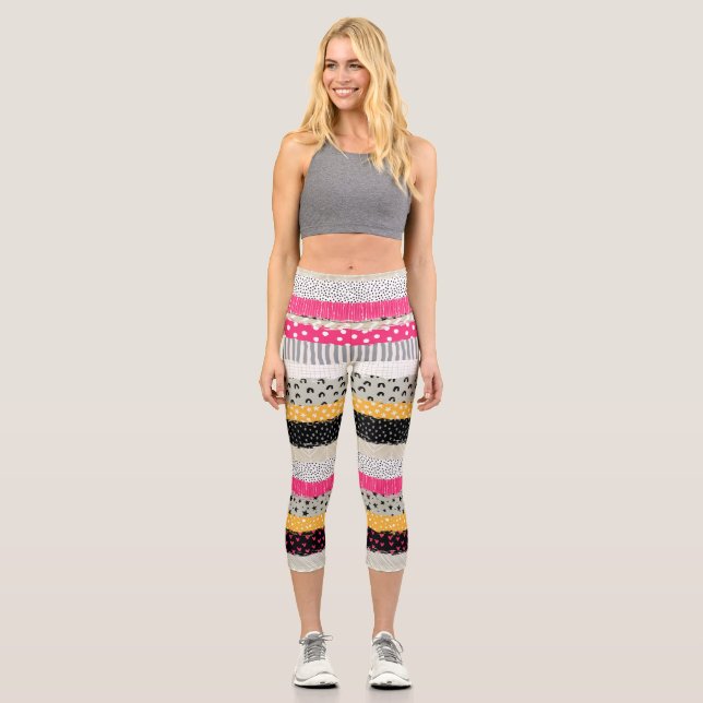 Patchwork Tiles: Versatile Seamless Design. Capri Leggings (Front)