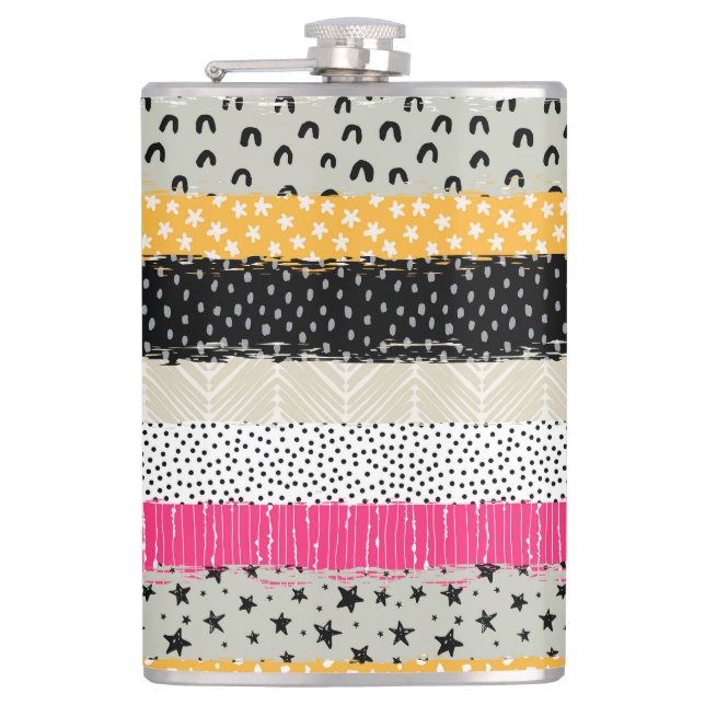 Patchwork Tiles: Versatile Seamless Design. Hip Flask (Front)