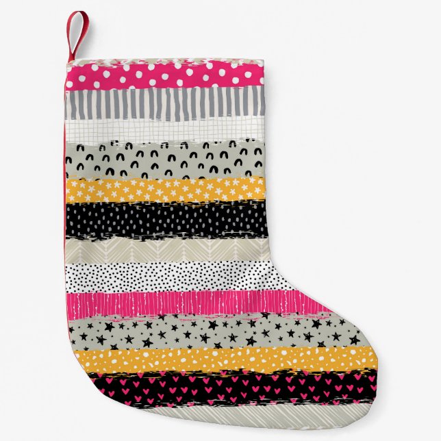 Patchwork Tiles: Versatile Seamless Design. Small Christmas Stocking (Front)