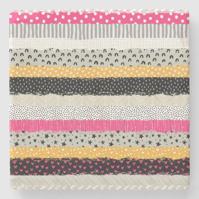 Patchwork Tiles: Versatile Seamless Design. Stone Coaster (Front)