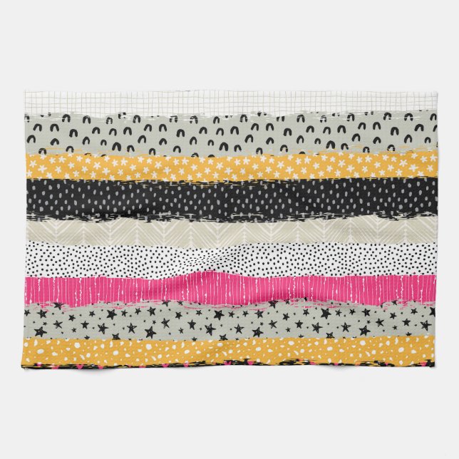Patchwork Tiles: Versatile Seamless Design. Tea Towel (Horizontal)