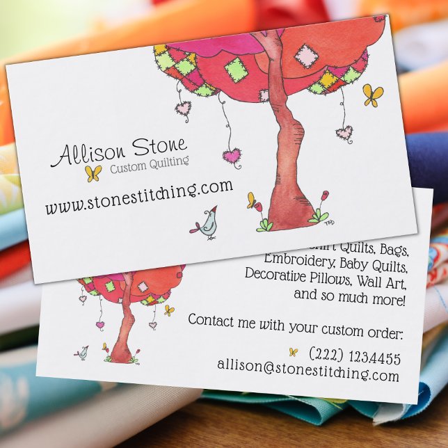 Patchwork Tree Professional Quilting  Business Card (Creator Uploaded)