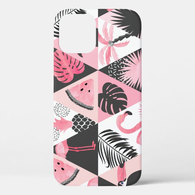 Patchwork Tropical: Flamingo Watermelon Seamless. Case-Mate iPhone Case (Back)