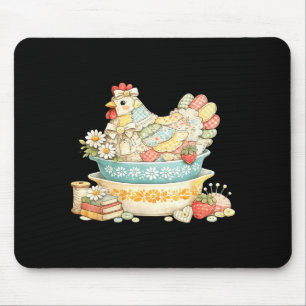 Patchwork vintage hen quilted chicken pyrex  mouse pad