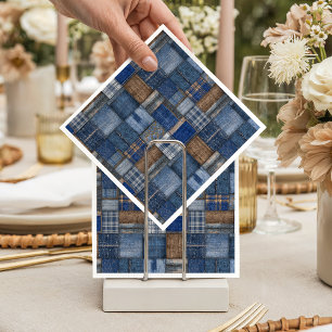 Patchwork Western Denim Bear Blue Jean Baby Shower Napkin