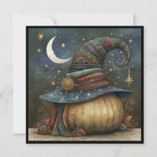 Patchwork Witch's Hat Halloween Party Invitation