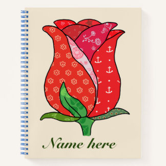 Patchworkrose, personalisiert Notizblock Notebook