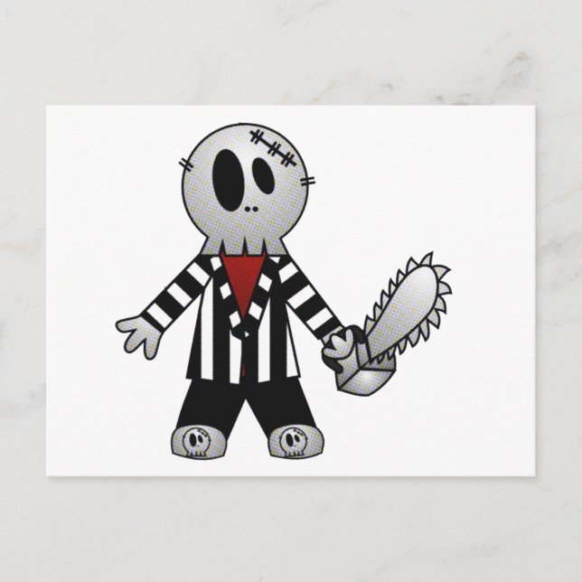 PATCHY CHAINSAW HALLOWEEN SKELETON POSTCARD (Front)