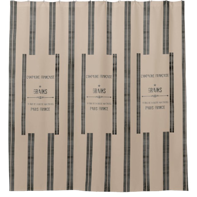 Patchy French Grain Sack Dk SHOWER CURTAIN (Front)