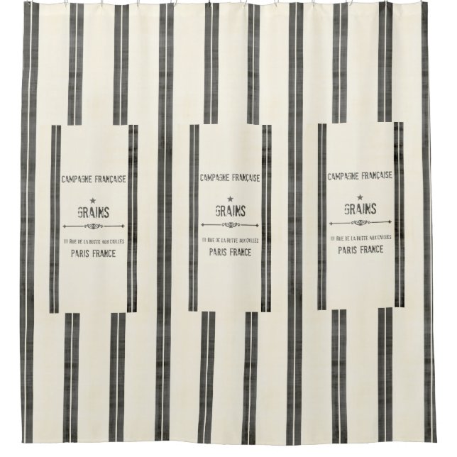 Patchy French Grain Sack SHOWER CURTAIN (Front)