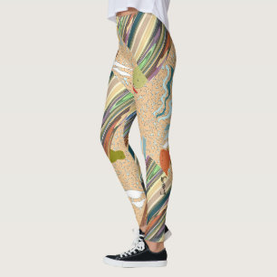 Patchy Stripes Green Party Leggings