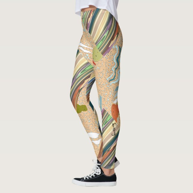 Patchy Stripes Green Party Leggings (Left)