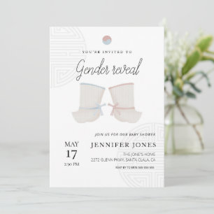 Patel Korean style gender reveal baby shower Invitation