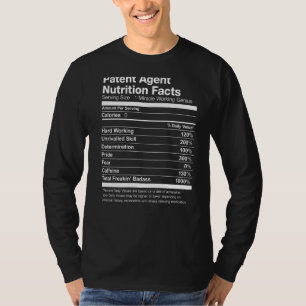 Patent Agent Nutrition Facts Funny T-Shirt