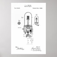 PATENT ART - EDISON LIGHT BULB - 1880