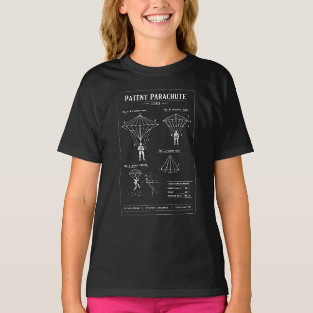 Patent Parachute Blueprint T-Shirt (Front)