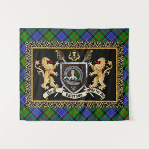 Paterson Clan Badge & Motto w/Lions  Tapestry