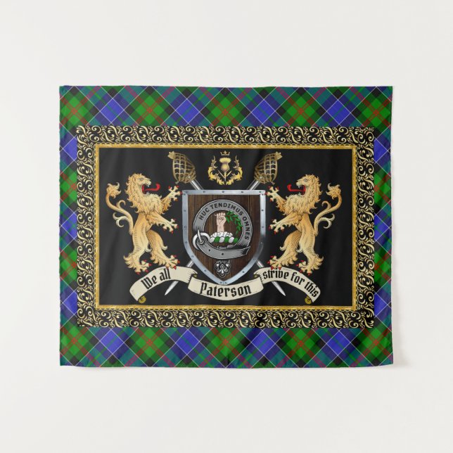 Paterson Clan Badge & Motto w/Lions  Tapestry (Front (Horizontal))