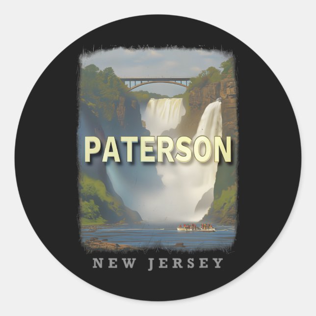 Paterson New Jersey Nj Waterfall Wonderland Sd617  Classic Round Sticker (Front)