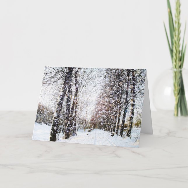 Path and Trees in Snow Landscape Card (Front)