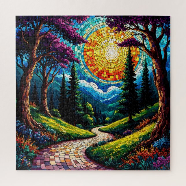 Path and Vibrant Sunlit Scenery Jigsaw Puzzle (Vertical)