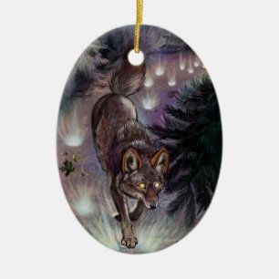 Path Illuminate Coyote Ceramic Tree Decoration
