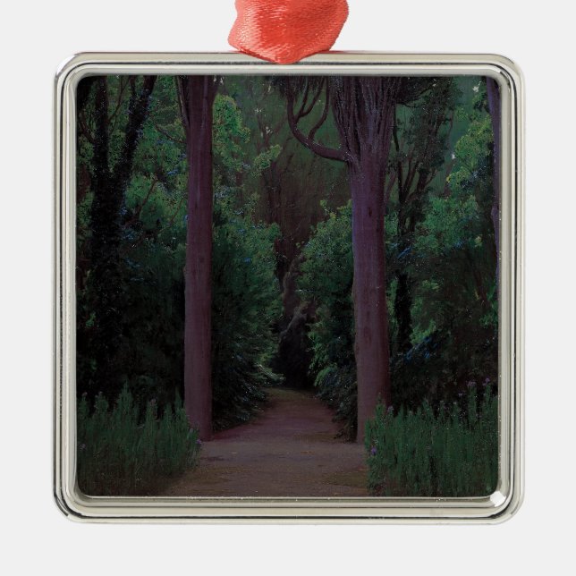 Path in a Park (by Santiago Rusiñol) Metal Tree Decoration (Front)