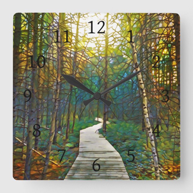 Path in Forest Design 263 Square Wall Clock (Front)