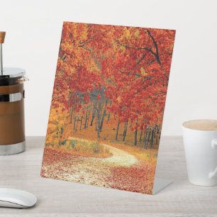 Path in the Forest, Autumn Pedestal Sign