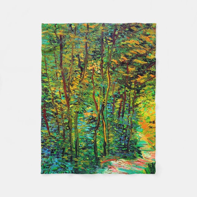 Path in the Woods Van Gogh Fine Art Fleece Blanket (Front)