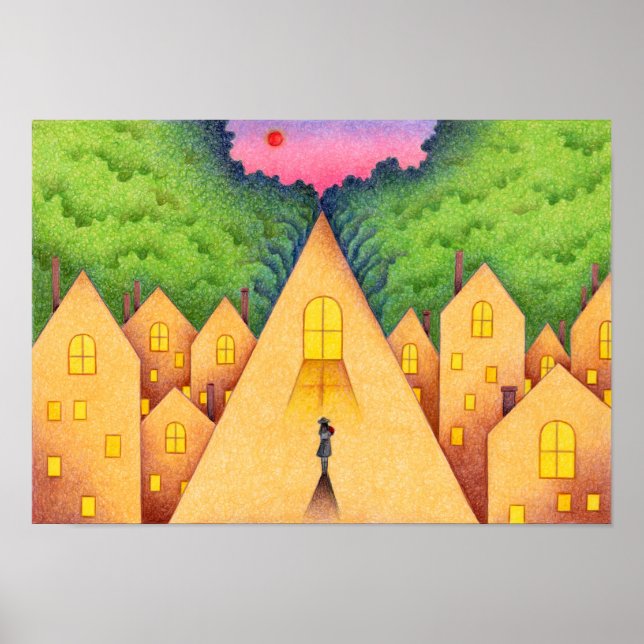 Path leading from the roof to the forest. poster (Front)