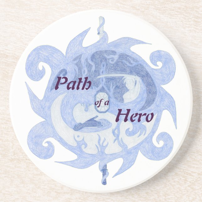 “Path of a Hero” Emblem (with title) Coaster (Front)