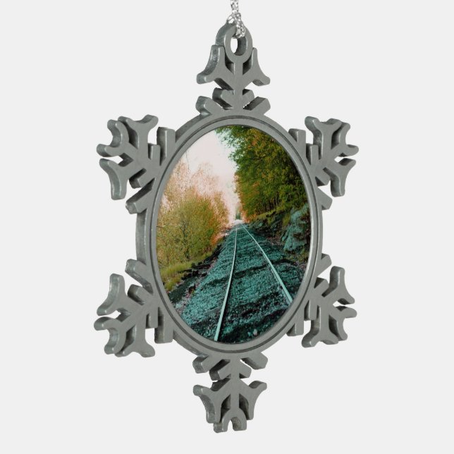 Path of Solitude Snowflake Pewter Christmas Ornament (Left)