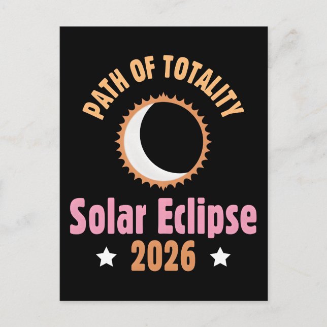 Path of totality solar eclipse 2026  holiday postcard (Front)