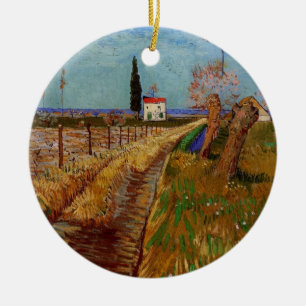Path Through a Field, Willows by Vincent van Gogh Ceramic Tree Decoration