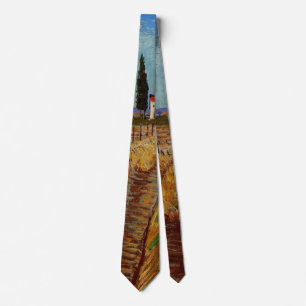 Path Through a Field, Willows by Vincent van Gogh Tie