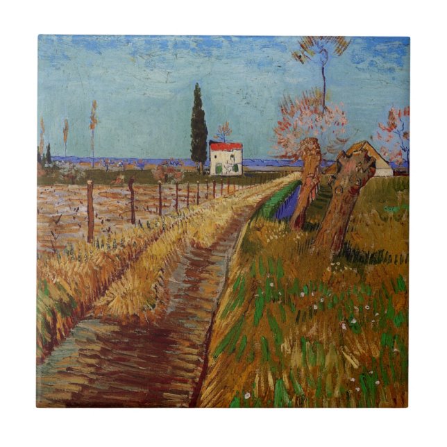 Path Through a Field, Willows by Vincent van Gogh Tile (Front)