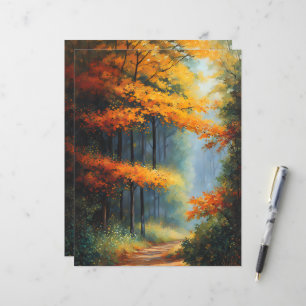 Path Through The Autumn Forest Scrapbook Paper