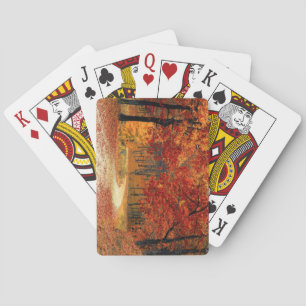 Path Through the Trees in Autumn Playing Cards