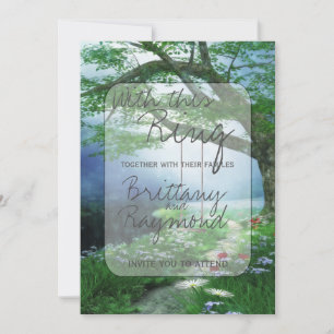 PATH TO FOREVER WOODLAND STREAM WEDDING INVITATION