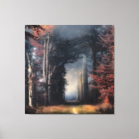 Path To The Light In A Tree Forest