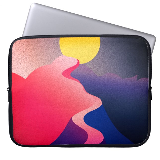 Path to the Sun – Vibrant Abstract Mountain Laptop Sleeve (Front)
