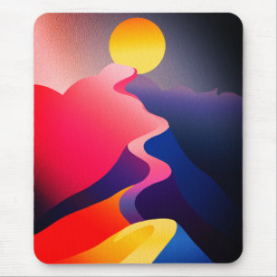 Path to the Sun – Vibrant Abstract Mountain Mouse Pad