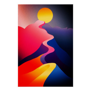 Path to the Sun – Vibrant Abstract Mountain Poster