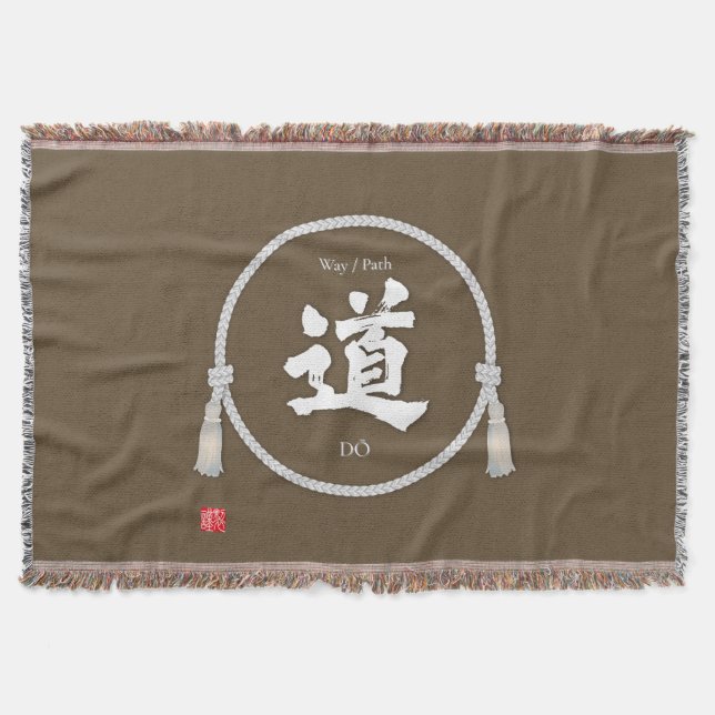 Path & Way – 道 (Japanese Kanji) with kumihimo Throw Blanket (Front)